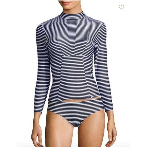 Mikoh Other - Mikoh Lowers Rash Guard Swim Top Long Sleeve Black & White Stripes SZ Small EUC